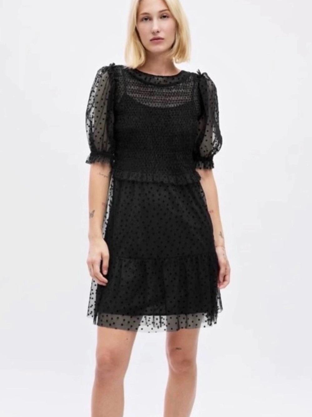 Gap Black Polka Dot Mini Dress Size Medium NWT